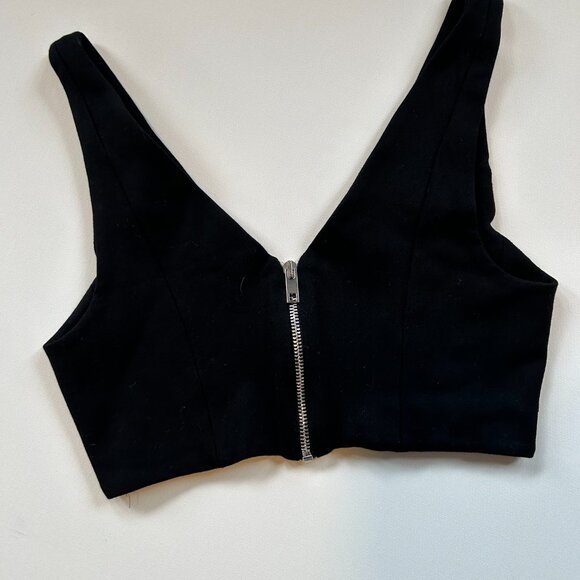 Zara Black Bralette Crop Top - Black Crop top with Zipper - Picture 7 of 8